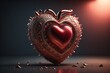 © Sanan - Red heart on dark background. Vintage style. ai generative