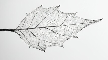 Canvas Print -  Black & white image of a leaf with a vein-like pattern on its backside