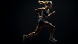 © Adi - A strong athletic, woman sprinter, running on black background wearing in the sportswear, fitness and sport motivation concept