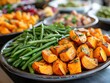 © MRJawich - Thanksgiving side dishes like green beans and sweet potatoes on a festive table