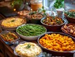 © MRJawich - Thanksgiving side dishes like green beans and sweet potatoes on a festive table