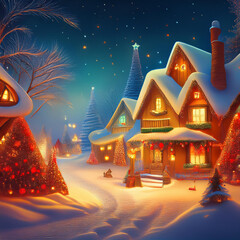 christmas house in the night