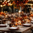 © Escapefrommm - Enchanting Autumn Ambiance: Cozy Thanksgiving Dinner Party with Handcrafted Tableware and Fall Foliage for Event Planners
