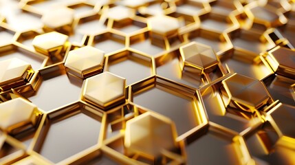 A gold colored hexagonal pattern with a shiny, metallic look generative AI