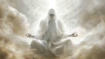 Wall Mural - Divine eternal essence. God in heaven. Seer monk oracle.