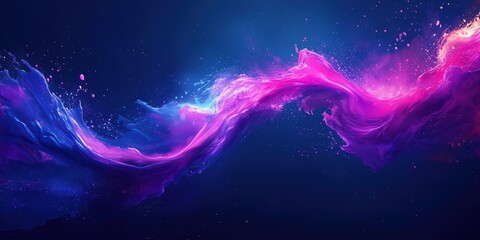 Dark blue background with neon purple and pink splash, digital abstract artwork for tech, modern wallpapers, and vibrant designs.