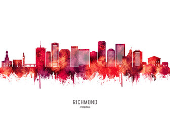 Canvas Print - Richmond Virginia Skyline Red