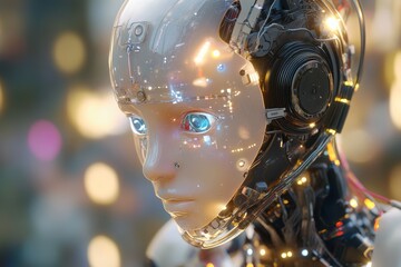 Poster - A robot with a face and a headset