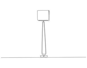 Wall Mural - Continuous one line drawing of modern floor lamp. One line drawing illustration of floor lamp for interior. Room decoration, Home interior concept line art. Editable outline.