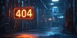 © gen_pick - Neon '404 Page Not Found' Sign with Digital Server Background for Tech Concept