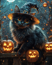 ハロウィン猫かぼちゃ満月 無料画像 - Public Domain Pictures