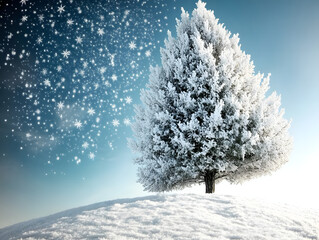 Winter landscape with tree, Suitable for a New Year's card.