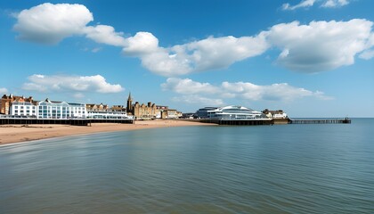 Sunny summer day at Deal seafront showcasing architectural beauty and a charming pier in Kent, UK