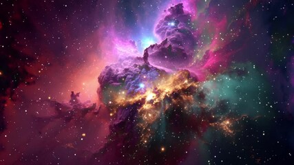 Wall Mural - colorful nebula galaxy particles background
