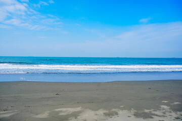 Kaohsiung, Taiwan, Republic of China, 01 25 2024: The landscape of Kaosiung Sizihwan Bay beach in Kaohsiung 