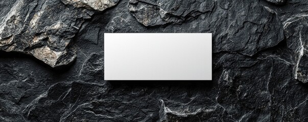 Wall Mural - Minimalist black and white business card design on textured stone background for professional branding
