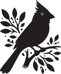 a beautiful bird animal of cardinal silhouette vector art pure black color graphics illustration des