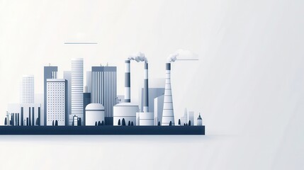 Wall Mural - Modern factory silhouette with minimalist architecture, simple shapes, and clean lines