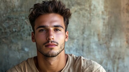 Wall Mural - Portrait of a young man with a confident expression.