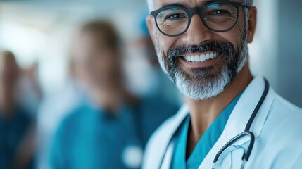 A medical professional in a white coat with a stethoscope around their neck is depicted in a hospital environment, embodying the essence of healthcare and dedication.