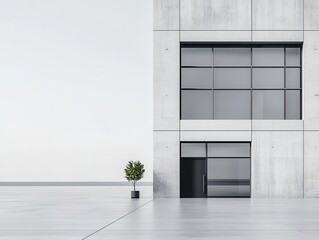 Wall Mural - Factory building with a minimalist facade, large open spaces, and sharp, clean architectural lines