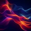 © AIGC JOE - Abstract digital art with vibrant red, orange, and blue neon waves on a dark background.