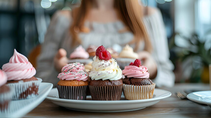 cupcakes with whipped cream and chocolate