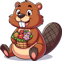 Wall Mural - bear with flower