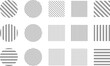 © samemen - 幾何学的な模様のストライプ素材セット　黒　グレー　Striped pattern isolated illustration set