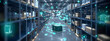 © Monirknn - smart warehouse management system, featuring interconnected IoT devices that enable a seamless flow of information and facilitate predictive maintenance, generative ai