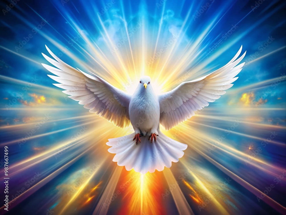 Elegant Holy Spirit Dove Clip Art with Rays of Light Symbolizing Peace ...