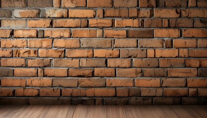 Wall Mural - rustic brown brick wall featuring an exposed texture with ample blank space for creative design