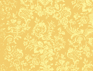 intricate yellow floral wallpaper with a vintage design.