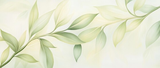 Canvas Print - A painting of a leafy green plant with a white background