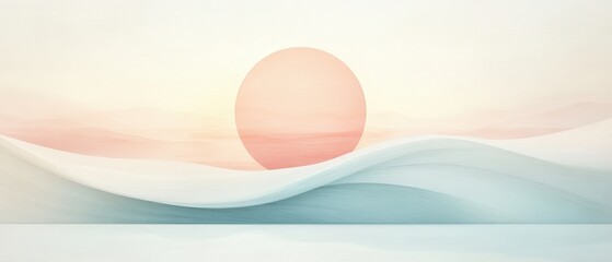 Canvas Print - A painting of a sun with a pink and white background