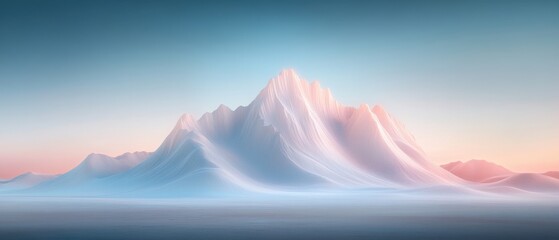 Wall Mural - A mountain range is shown in a blue sky with a pink and orange sunset