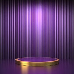 Purple Curtain Stage with Golden Pedestal.