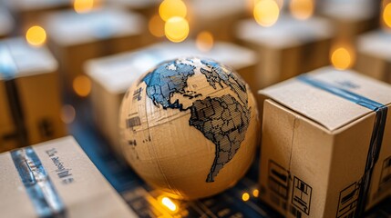 E-commerce Global Return Policy Concept - Close-up on Return Options and International Shipping Labels