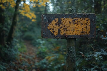 Forest signboard. Free copy space empty arrow signs in the forest