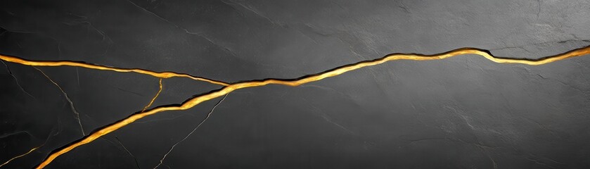 Canvas Print - a crack in a wall with gold paint on it