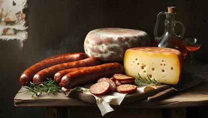 Homemade Sausage and Cheese Crafted in a Rustic Smokehouse