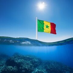 Wall Mural - Senegal flag on a flagpole, AI generated