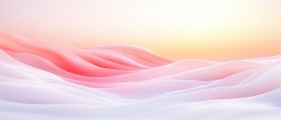 Canvas Print - a pink and white image of a wave with a yellow sun in the background