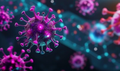 Close-up of a virus particle.