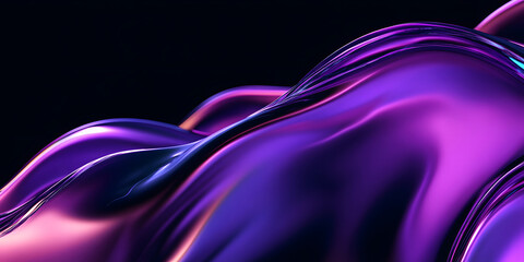 texture of liquid purple glass on a black background. abstract wavy 3d background