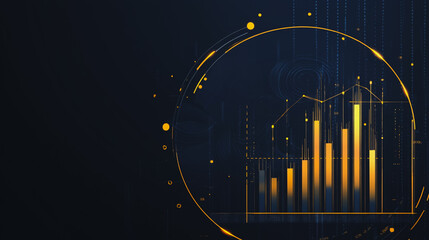 Abstract black background with Colorful charts and graphs with statistics to innovative analyze business potential and forecast future development of companies growth.