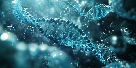 Wall Mural - science, gene, cell, dna, water, molecule, microscope, biotechnology