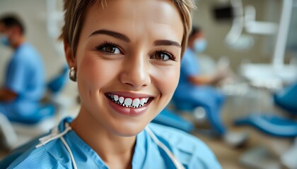 Radiant smile featuring matching braces in a close-up view of orthodontic care and professional dentistry