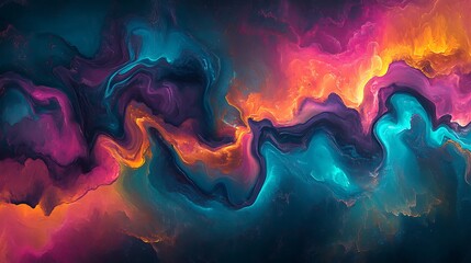 Wall Mural - Abstract Swirling Paint Colors Blue Orange Purple Background