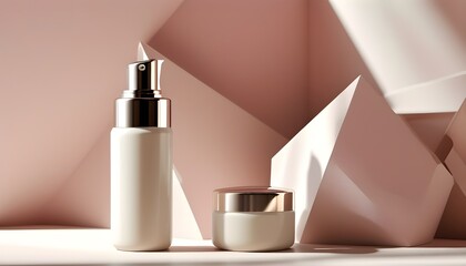 Geometric Studio Showcase of Innovative Cosmetics and Skincare Products Featuring Light Sunscreen Concept